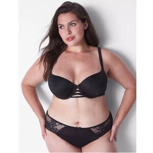 NWT CACIQUE Sexy Smooth Microfiber Boost Strappy Balconette Push Up Bra Size 46C